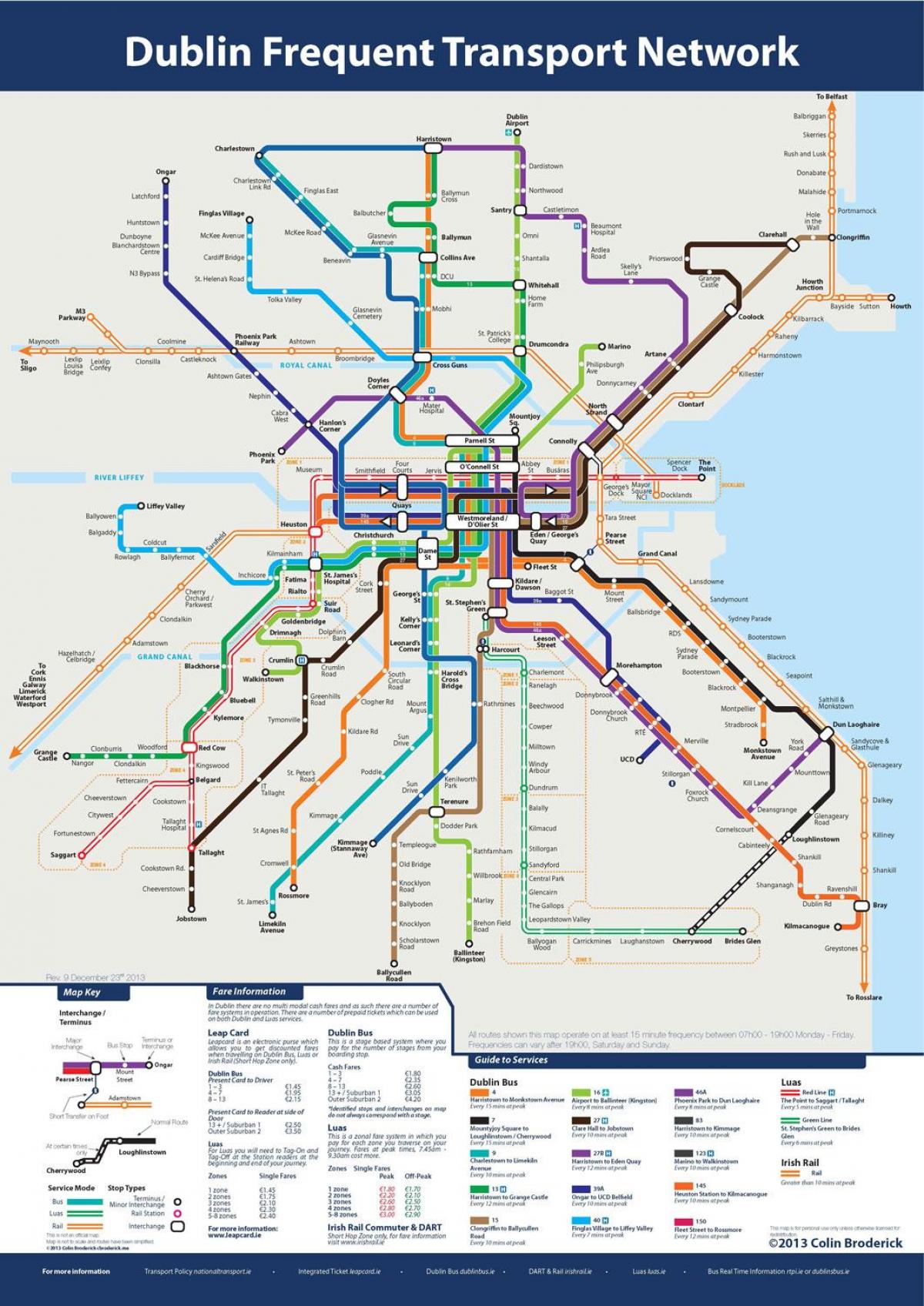 Dublino autobusų maršruto žemėlapį
