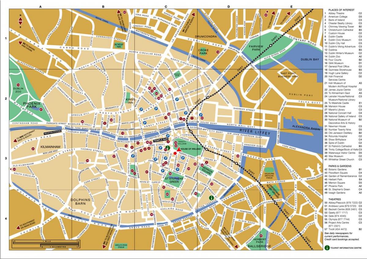žemėlapis Dublino miesto centras