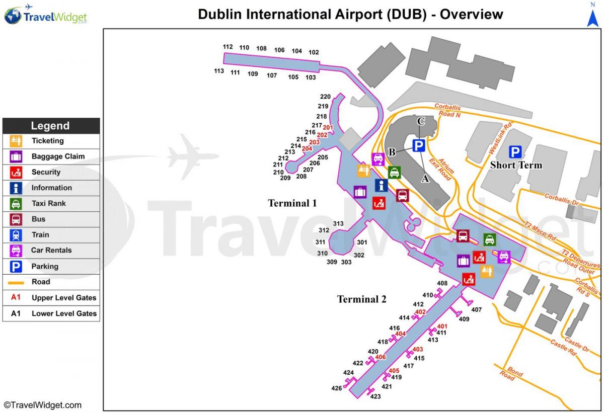 Dublino oro uosto automobilių parko žemėlapis