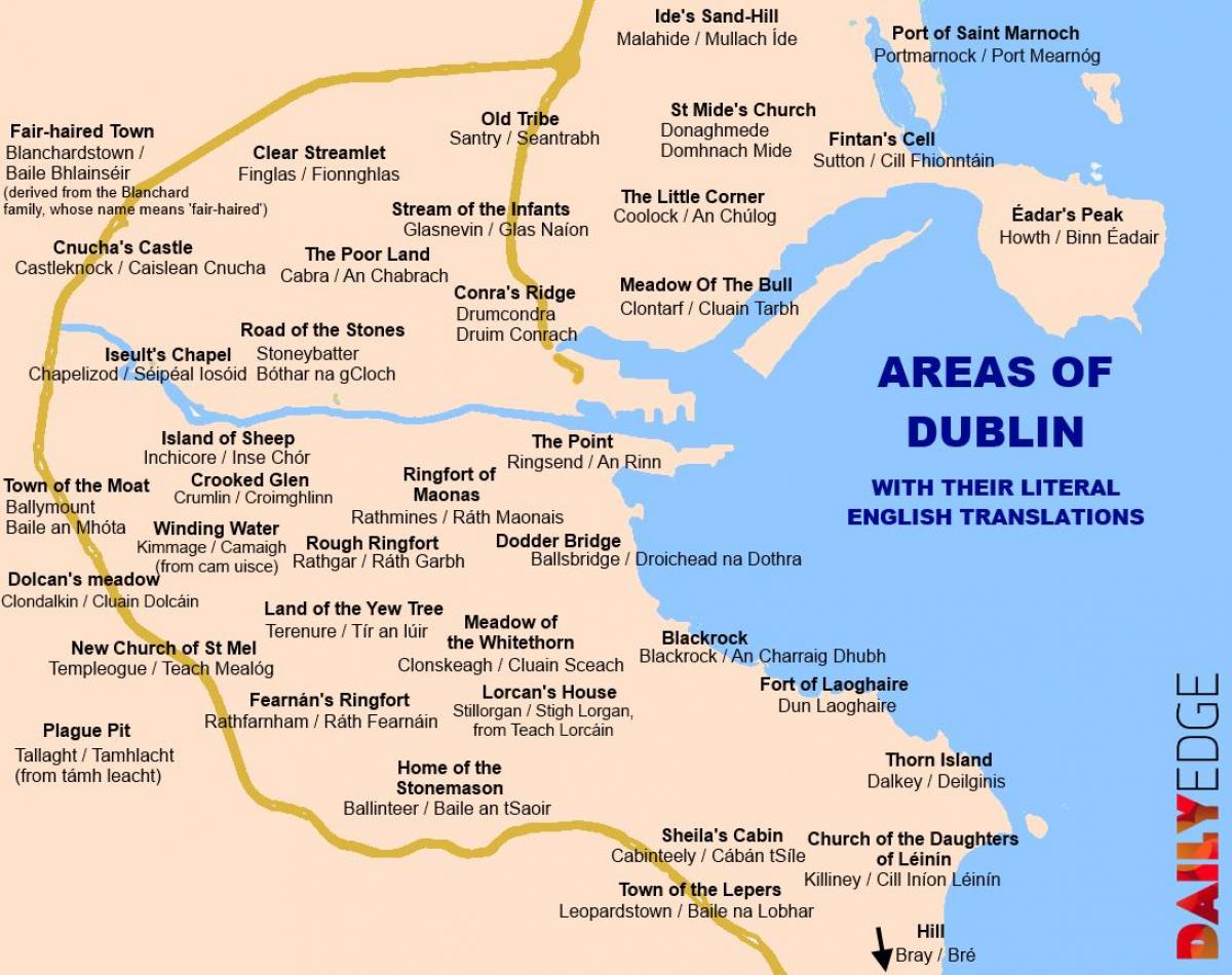 žemėlapis Dublino priemiesčius