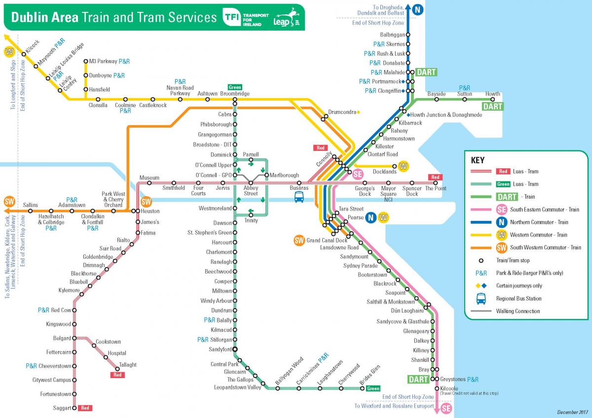 Dubline viešojo transporto žemėlapis