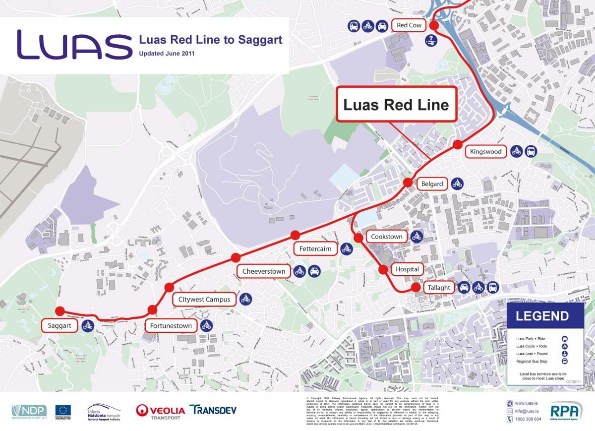 Dublino Luas žemėlapyje