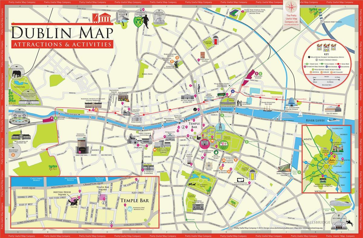 žemėlapis lankytinų vietų Dublinas