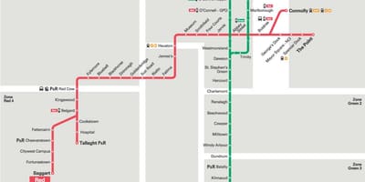 Žemėlapis Luas žalia linija